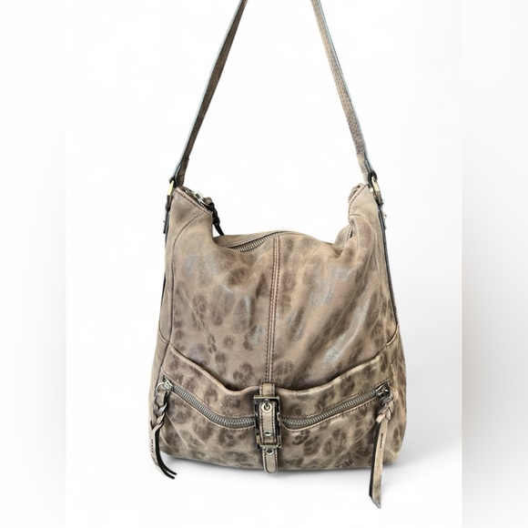 b. makowsky Animal Print Hobo Bag - Tan - Picture 1 of 13